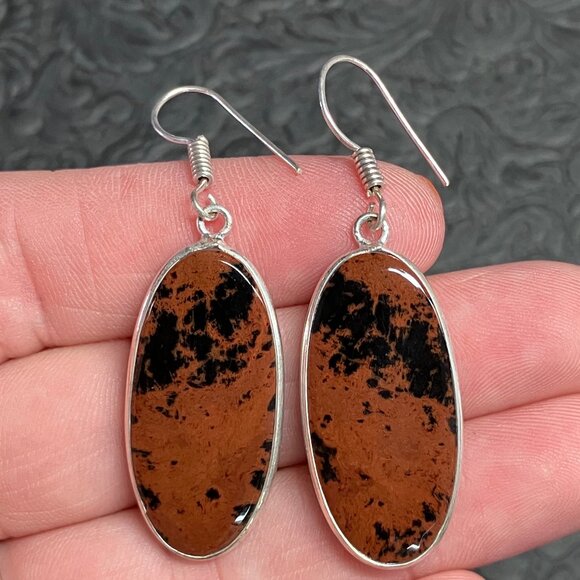 Mahogany Obsidian Earrings Stone Crystal Jewelry - Picture 1 of 6